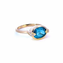 Points North Deep-Set Oval London Blue Topaz Ring