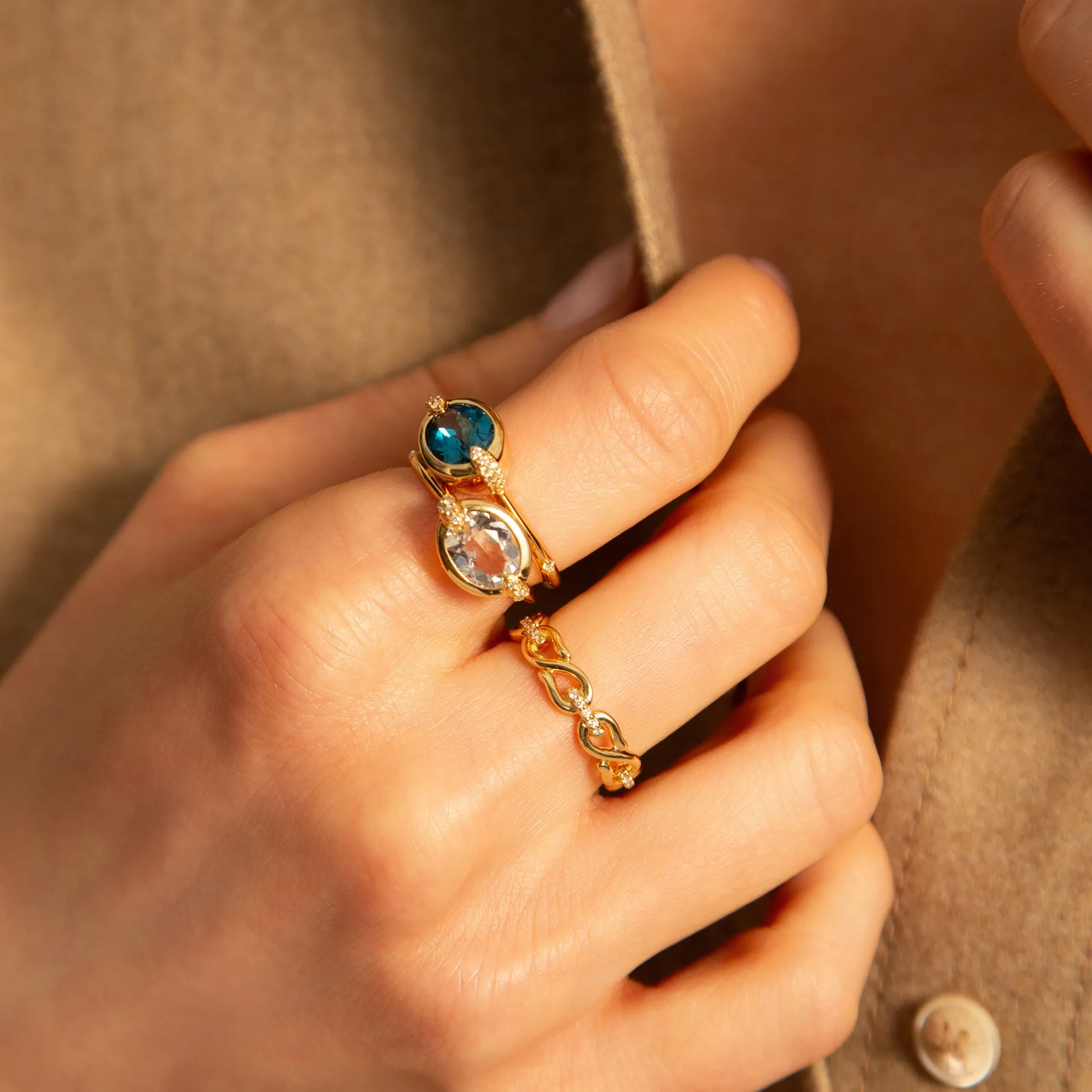 Points North Deep-Set Oval Rock Crystal Ring