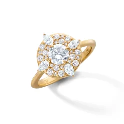Points North Diamond Ring with Round and Pear Shaped Diamonds