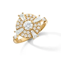 Points North Diamond Ring with Round and Tapered Baguette Diamonds