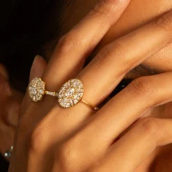 Points North Diamond Ring with Round, Baguette and Pear Shape Diamonds