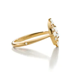 Points North Diamond Ring with Round and Pear Shaped Diamonds