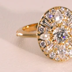 Points North Diamond Ring with Round, Baguette and Pear Shape Diamonds
