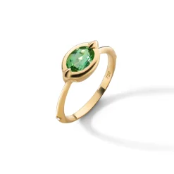 Points North Green Tourmaline Ring with Diamonds in 18K Gold