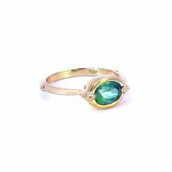Points North Green Tourmaline Ring with Diamonds in 18K Gold