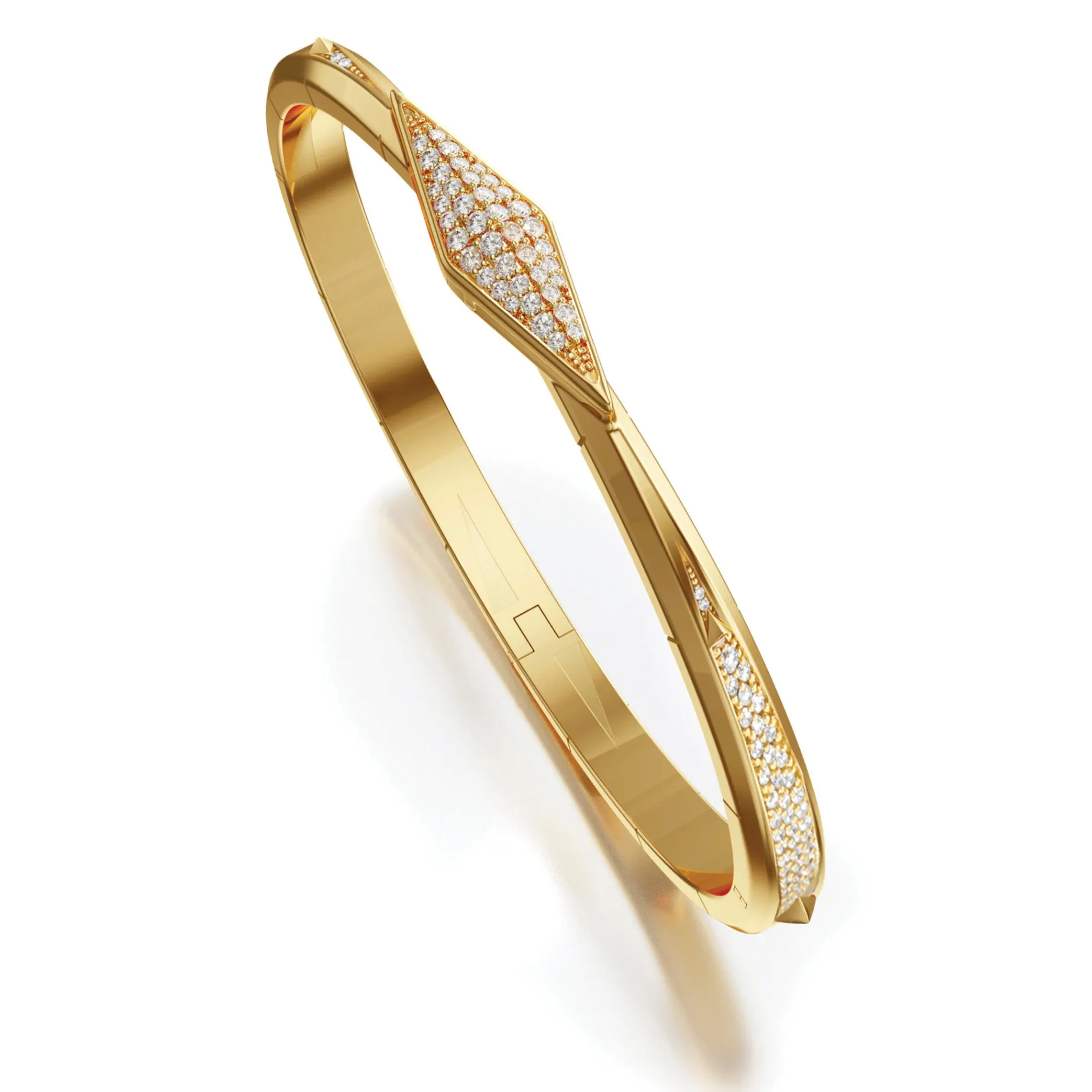 “Points North” 18K Yellow Gold Pavé Diamond Cuff