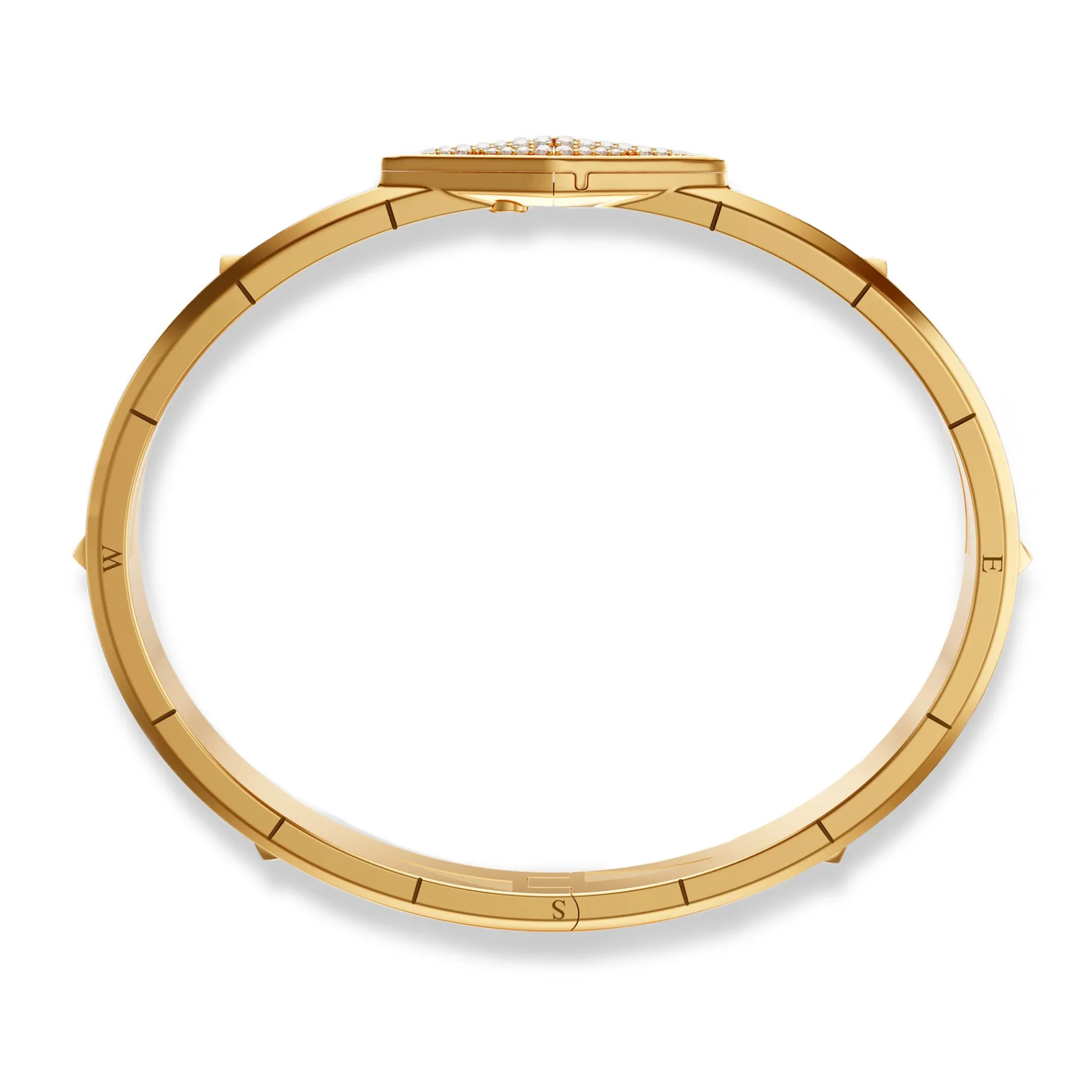 “Points North” 18K Yellow Gold Pavé Diamond Cuff