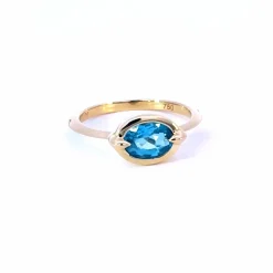 Points North London Blue Topaz Ring with Diamonds