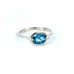 Points North London Blue Topaz Ring with White Sapphires
