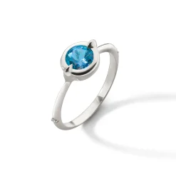 Points North Round London Blue Topaz Ring with White Sapphires