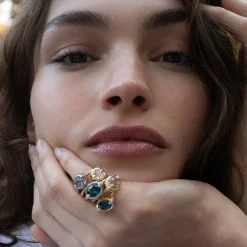 Points North Round London Blue Topaz Ring with White Sapphires