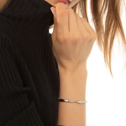 “Points North” Sterling Silver Cuff with Pavé Sapphire Clasp