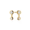 Reclaimed 18K Yellow Gold and Round Diamond Earrings, 2 Diamonds