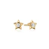 Reclaimed 18K Yellow Gold and Diamond Star Stud Earrings