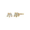 Reclaimed 18k Yellow Gold and Baguette Diamond Earrings, 3 Diamonds