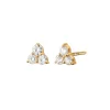 Reclaimed 18k Yellow Gold and Diamond Earrings, 3 Diamonds