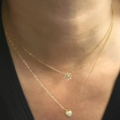 Reclaimed 18K Yellow Gold and Round Diamond Apple Necklace