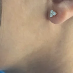 Reclaimed 18k Yellow Gold and Diamond Earrings, 3 Diamonds