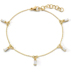 Reclaimed 18k Yellow Gold Bracelet with 5 Baguette Diamonds
