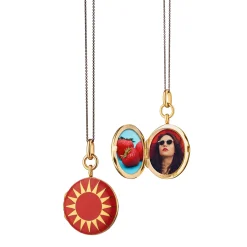 Red Enamel Vermeil Round Locket