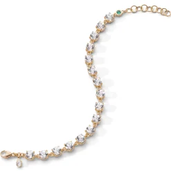 Round "European Cut" Rock Crystal Tennis Bracelet in 18K Gold