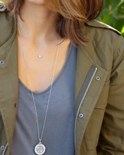 Round Gate Locket Necklace in White Gold