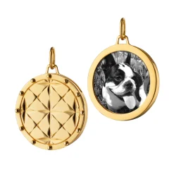 Round Mosaic 18K Gold Half Locket
