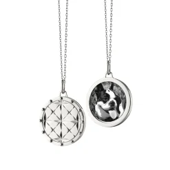 Round Mosaic Sterling Silver Half Locket