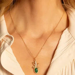 Salamander and Stone - Special Edition Diamond Pave Necklace with Emerald