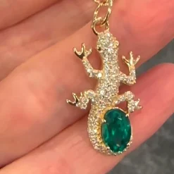 Salamander and Stone - Special Edition Diamond Pave Necklace with Emerald