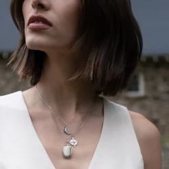 September Sapphire "Moon" Sterling Silver Birthstone Necklace