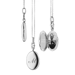 Slim "Eve" Sterling Silver Engraved Locket Necklace