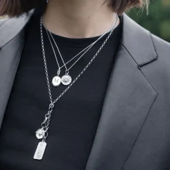 Slim "Eve" Sterling Silver Engraved Locket Necklace