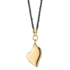 Slim Heart Locket on Black Diamond Necklace