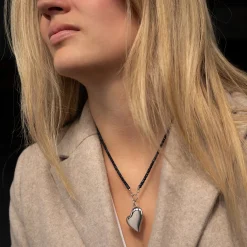 Slim Heart Locket on Blue Sapphire Gemstone Necklace