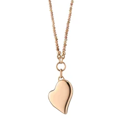 Slim Heart Locket on Cognac Diamond Necklace
