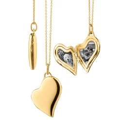 Slim 18K Gold Heart Locket Necklace