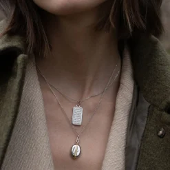 Slim Oval "Tess" Two-Tone Locket Necklace