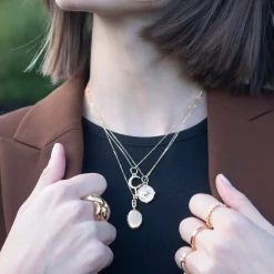 Slim Pinstripe "Eve" 18K Gold Locket Necklace
