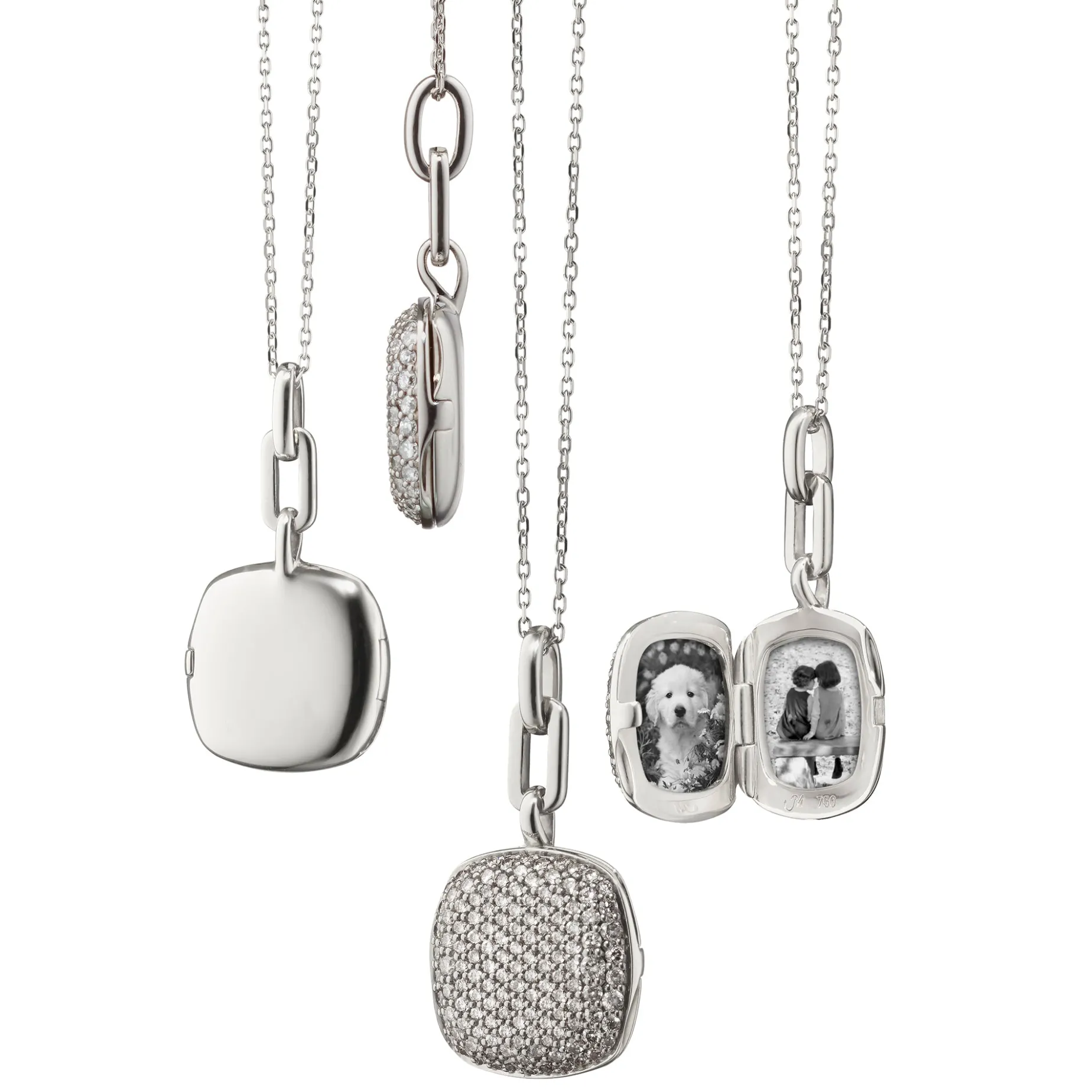 Slim "Rae" Locket Necklace with Salt & Pepper Diamonds