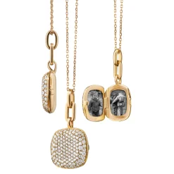 Slim "Rae" Locket Necklace with White Diamonds