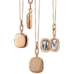 Slim "Rae" Locket Necklace with Cognac Diamonds
