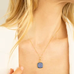 Slim "Rae" Locket Necklace with Blue Sapphires