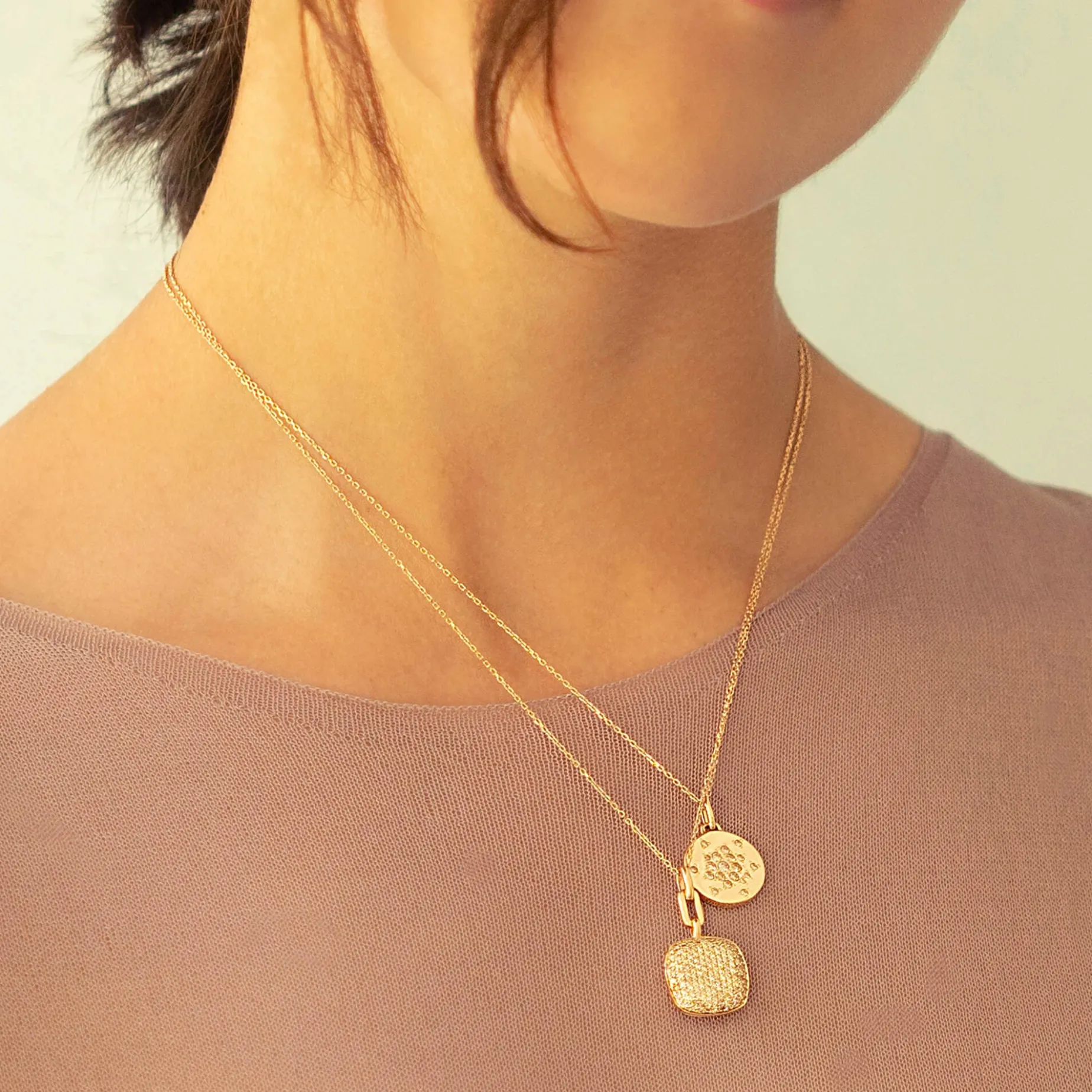 Slim "Rae" Locket Necklace with Cognac Diamonds