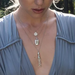 Slim Rectangle "Dee" Sterling Silver Engraved Locket Necklace