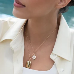 Slim Rectangle "Kate" 18K Gold Locket Necklace