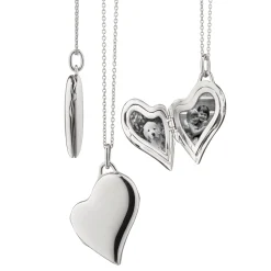 Slim Sterling Silver Heart Locket Necklace