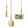 Slim "Viv" Gold Locket Necklace with Diamond