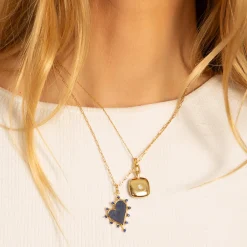 Slim "Viv" Gold Locket Necklace with Diamond