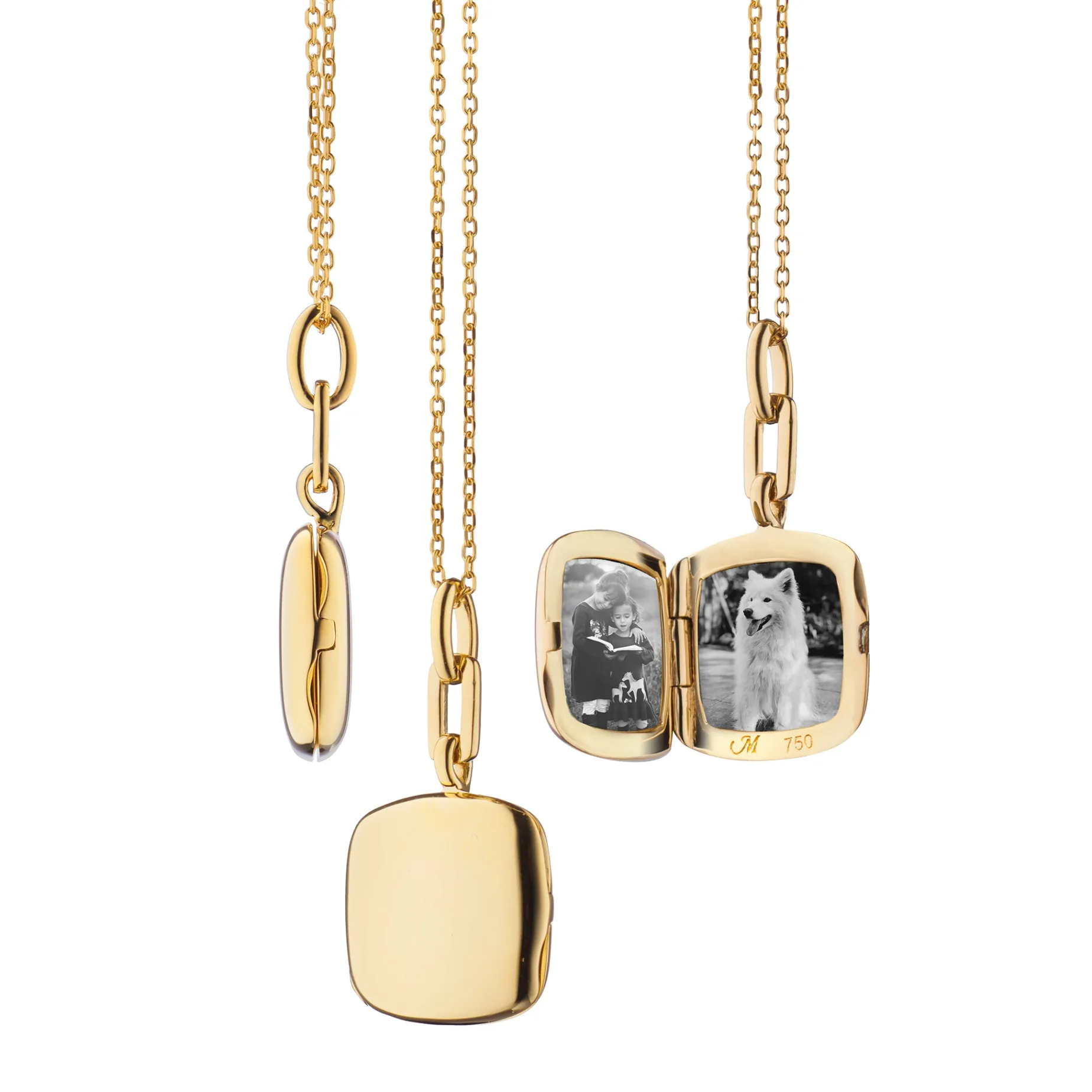 Slim "Viv" 18K Gold Engraved Locket Necklace